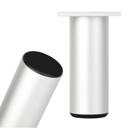 Tischbeine Silber, 4 Stück Verstellbar Möbelfüsse Rundprofil Aluminiumlegierung | Eloxierte Oberfläche Möbelbeine Höhe: 6-40cm Sockelfuß Schrank Füße Couchtisch Beine Tischfüße Sofasfüße 15cm/5.9" von SZLXJMFL