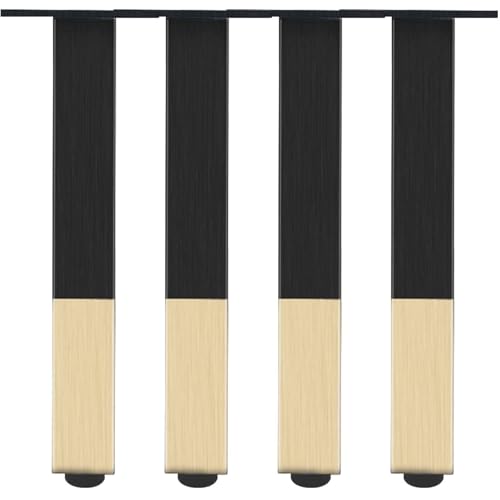 Tischbeine Verstellbar, 4 Stück Tischfüße Schwarz mit Gold Tischfüsse Eckig Möbelfüße Aluminiumlegierung | Eloxierte Oberfläche Möbelfüsse Optionale Höhe: 6-60cm Couchtischfüße Sideboard 37cm/14.6" Tischbeine Verstellbar, 4 Stück Tischfüße Schwarz mit Gold Tischfüsse Eckig Möbelfüße Aluminiumlegierung | Eloxierte Oberfläche Möbelfüsse Optionale Höhe: 6-60cm Couchtischfüße Sideboard 37cm/14.6" von SZLXJMFL