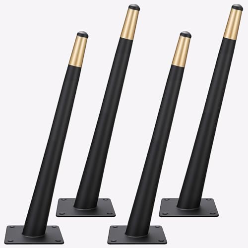 Tischfüße Ersatz, 4 Stück Tischfüsse Schwarz mit Gold Tischbeine Konisch Möbelfüsse Kaltgewalztem Stahl | Eloxierte Oberfläche Möbelfüße Höhe: 10-35cm Lowboard Sideboard Stuhl Büros 35cm/13.8" von SZLXJMFL