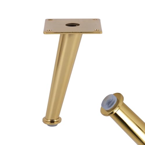 Tischfüße Gold, 4 Stück Tischfüsse Ersatz Tischbeine Konisch Möbelfüße Eisen | Galvanik Oberfläche Möbelfüsse Höhe: 10-30cm Couchtischfüße Schreibtischbeine Nachttisch Stützrahmen Kommode 15cm/6" von SZLXJMFL