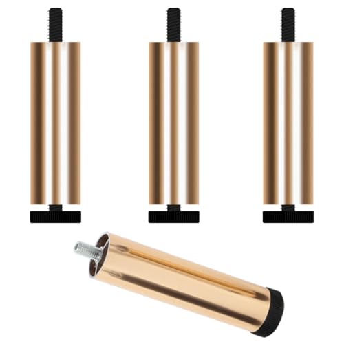 Tischfüße Rund, 4 Stück Tischfüsse Verstellbar Tischbeine Gold Möbelfüsse Aluminiumlegierung | Eloxierte Oberfläche Möbelfüße Optionale Höhe: 6-40cm Sockelfüße Stützfüße Stühle Ottoman 15cm/6" von SZLXJMFL