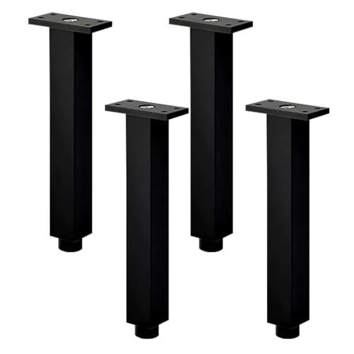 Tischfüße Schwarz Eckig, 4 Stück Tischfüsse Verstellbar Tischbeine Eckig Möbelfüsse Aluminiumlegierung | Eloxierte Oberfläche Möbelfüße Optionale Höhe: 6-25cm Sockelfüße Tischfuß Stützfüße 15cm/6" von SZLXJMFL