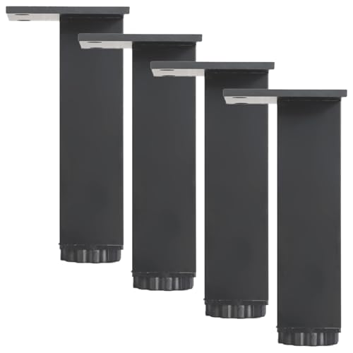 Tischfüße Schwarz Eckig, 4 Stück Tischfüsse Verstellbar Tischbeine Eckig Möbelfüsse Aluminiumlegierung | Eloxierte Oberfläche Möbelfüße Optionale Höhe: 6-40cm Sockelfüße Tischfuß Stützfüße 15cm/6" von SZLXJMFL