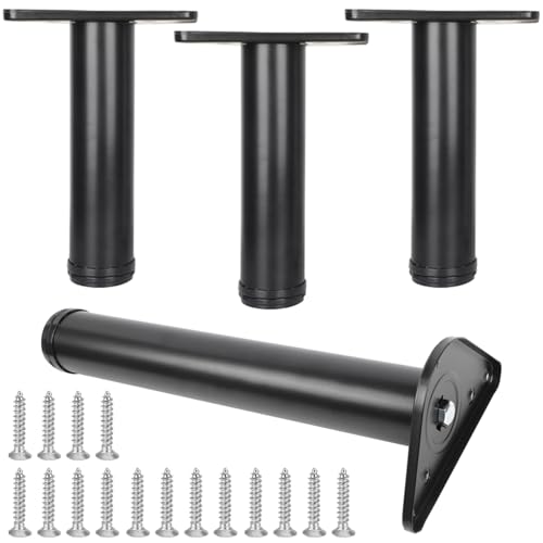 Tischfüße Verstellbar, 4 Stück Tischfüsse Schwarz Tischbeine Metall Möbelfüsse Aluminiumlegierung | Backlackprozess Oberfläche Möbelfüße Optionale Höhe: 20-110cm Sockelfüße Tischbeine 40cm/15.7" von SZLXJMFL