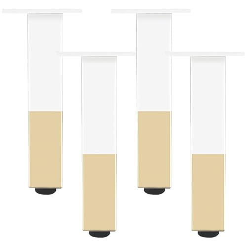 Tischfüße Verstellbar, 4 Stück Tischfüsse Weiß mit Gold Tischbeine Eckig Möbelfüsse Aluminiumlegierung | Eloxierte Oberfläche Möbelfüße Optionale Höhe: 6-60cm Couchtischfüße Lowboard Tisch 18cm/7" Tischfüße Verstellbar, 4 Stück Tischfüsse Weiß mit Gold Tischbeine Eckig Möbelfüsse Aluminiumlegierung | Eloxierte Oberfläche Möbelfüße Optionale Höhe: 6-60cm Couchtischfüße Lowboard Tisch 18cm/7" von SZLXJMFL