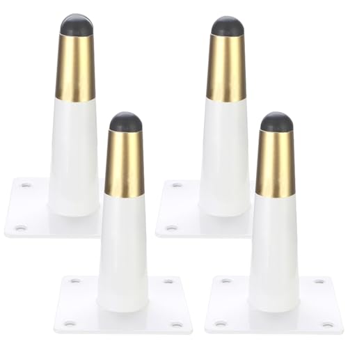 Tischfüße Weiß mit Gold, 4 Stück Tischfüsse Ersatz Tischbeine Konisch Möbelfüße Kaltgewalztem Stahl | Eloxierte Oberfläche Möbelfüsse Höhe: 10-15cm Sockelfüße Kabinett Tischplatte Bett 12cm/4.7" von SZLXJMFL