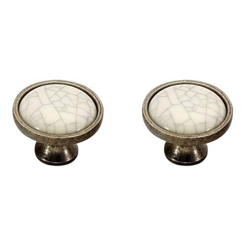 TürKnöpfe Vintage Rund, 2 Stück Möbelgriffe Solide Keramik | Galvanikfläche, Farbe: Bronze, Schrankgriffe Lochabstand: 17-96mm Küchengriffe Zuggriffknopf Kommodenknöpfe Schubladenknöpfe Einloch von SZLXJMFL