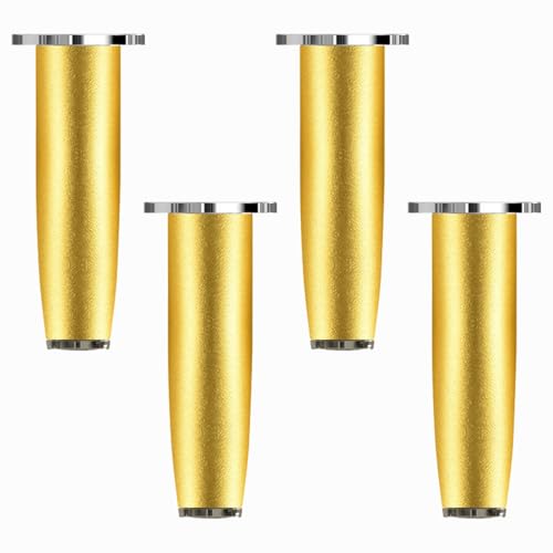 Verstellbare Möbelfüße, 4 Stück Mobelbeine Gold Möbelfüsse Eckig Sofasfüße Aluminiumlegierung | Eloxierte Oberfläche Stützfüße Optionale Höhe: 8-20cm Sideboard Sockelfuß Kleiner Bürotisch 15cm/6" von SZLXJMFL