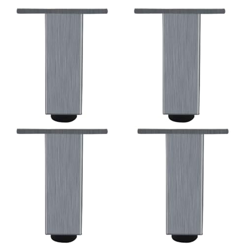 Verstellbare Möbelfüße, 4 Stück Mobelbeine Grau Möbelfüsse Eckig Sofasfüße Aluminiumlegierung | Eloxierte Oberfläche Stützfüße Optionale Höhe: 6-60cm Sideboard Sockelfuß Kleiner Bürotisch 15cm/6" von SZLXJMFL