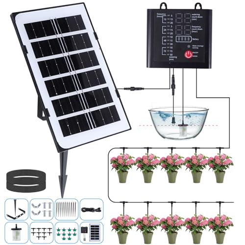 SZMDLX Solar Bewässerungssystem Set,Neuestes Automatische Bewässerungssystem Garten mit Wassersensor,Tröpfchenbewässerung System mit 12 Timer-Modi,Einstellbarer Wasserdurchfluss Bewässerung SZMDLX Solar Bewässerungssystem Set,Neuestes Automatische Bewässerungssystem Garten mit Wassersensor,Tröpfchenbewässerung System mit 12 Timer-Modi,Einstellbarer Wasserdurchfluss Bewässerung von SZMDLX