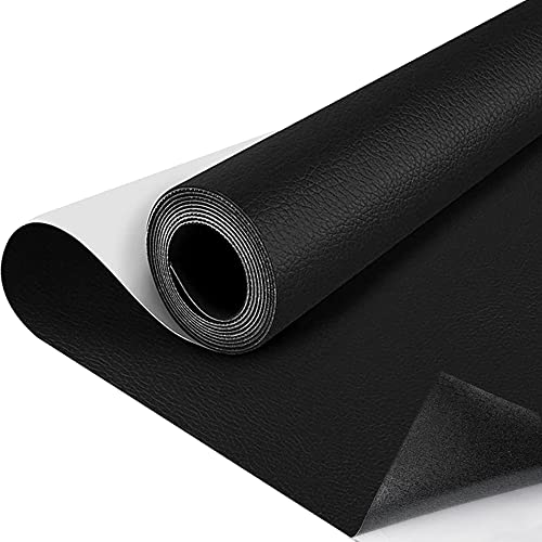 SZMMG Kunstleder selbstklebend 40 * 150cm schwarz selbstklebende PU-Folie Möbel, Küchenschränke,Wand,sofa,Lederreparatur,Lederoptik,Dekofolie,Möbelfolie,Tapete,DIY,Kunstleder,Lederreparatur von SZMMG