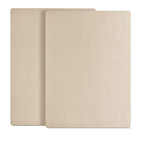 SZMMG Leder Reparatur Set Beige, 2er Kunstleder Reparaturset Lederflicken Selbstklebend, 20x28cm Kunstleder Selbstklebend, Leder Patch kit für Leder Restaurierung Risse Löcher, Autositze, Sofas von SZMMG