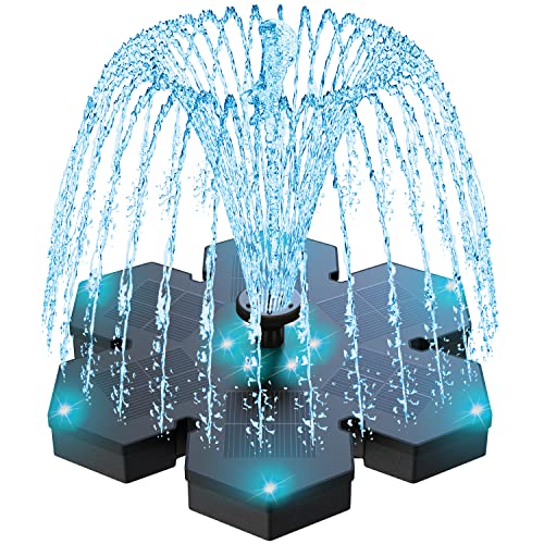 SZMP 2025 NEU Solar Springbrunnen für draussen,3.5W LED-Lichtern Solarbrunnen Teichpumpe mit 8 DIY Effekte,2000mAh Batterie,Solar schwimmender Fontäne Pumpe für Garten,Vogel-Bad,Teich,Fisch-Behälter von SZMP