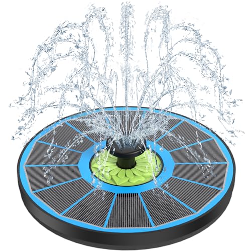 SZMP Solar Springbrunnen, 2024 Neue 3.5W Glas Solar Teichpumpe mit 7 Düsen & 4 Fixe Rohre Solar Wasserpumpe Solar Schwimmender Fontäne Pumpe für Garten, Teich, Vogel-Bad (Blau) von SZMP