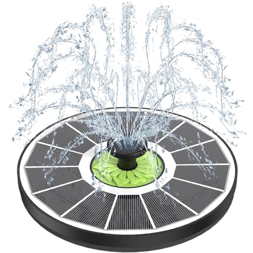 SZMP Solar Springbrunnen, 2025 Neue 3.5W Glas Solar Teichpumpe mit 7 Düsen & 4 Fixe Rohre Solar Wasserpumpe Solar Schwimmender Fontäne Pumpe für Garten, Teich, Vogel-Bad (Weiß) von SZMP