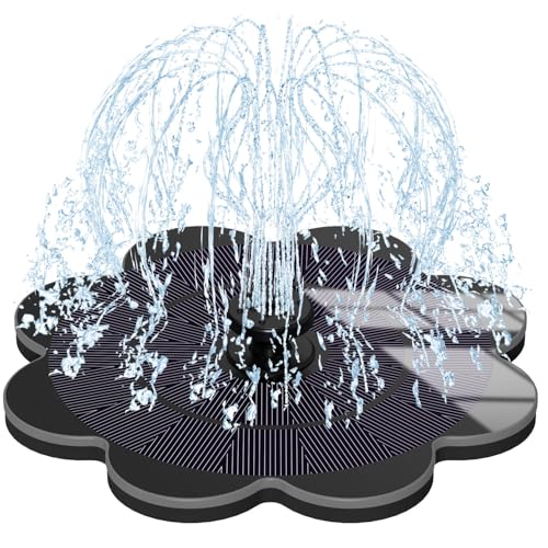 SZMP Solar Springbrunnen 2025 Neue, 2000mAh Akku - Arbeiten an Trüben Tagen - Solar Teichpumpe, Wasserpumpe Solar Schwimmender Fontäne Pumpe mit 8 Effekte & 4 Fixe Rohre für Garten,Vogel-Bad von SZMP