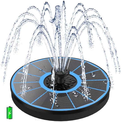 SZMP Solar Springbrunnen 2025 Neu 3.5W Solar Teichpumpe - Arbeiten an Trüben Tagen - Eingebaute 2000mAh Batterie, Solar Schwimmender Fontäne Pumpe mit 8 Düsen für Garten, Vogel-Bad, Fisch-Behälter von SZMP