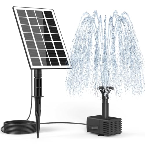 SZMP Solar Springbrunnen 3.5W, 2025 Upgrade Glas Solar Teichpumpe mit 3M Kabel & 8 Düsen Solar Wasserpumpe, Solar Schwimmender Fontäne Pumpe für Gartenteich Springbrunnen Vogel-Bad Fisch Behälter von SZMP