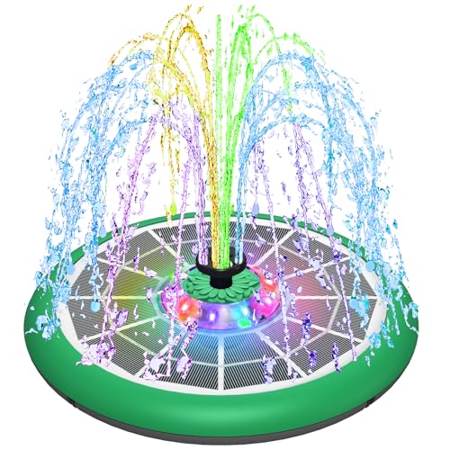 SZMP Solar Springbrunnen 5W,2024 Upgraded Glas Solar Teichpumpe mit 8 Düsen & 4000mAh Batterie,Buntes LED-Lichtern Solar Wasserpumpe Schwimmender Fontäne Pumpe für Garten,Vogel-Bad,Teich,Wasserspiel von SZMP
