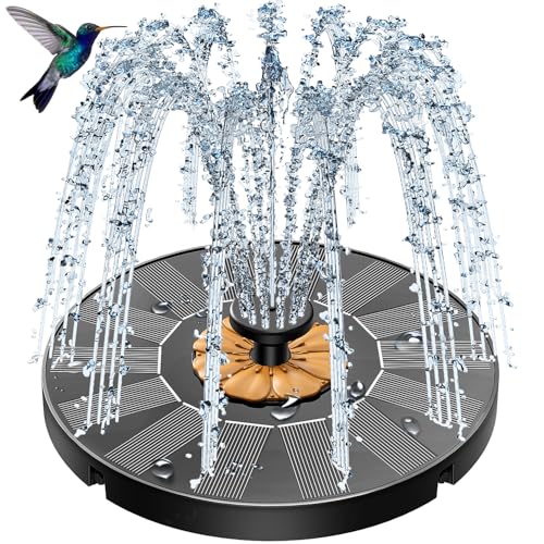 SZMP Solar Springbrunnen für Außen, 2025 Upgrade Solar Teichpumpe mit 8 Düsen & 4 Fixe Rohre, Solar Wasserpumpe Solar Schwimmender Fontäne Pumpe für Garten, Vogel-Bad, Teich, Fisch-Behälter(Schwarz) von SZMP