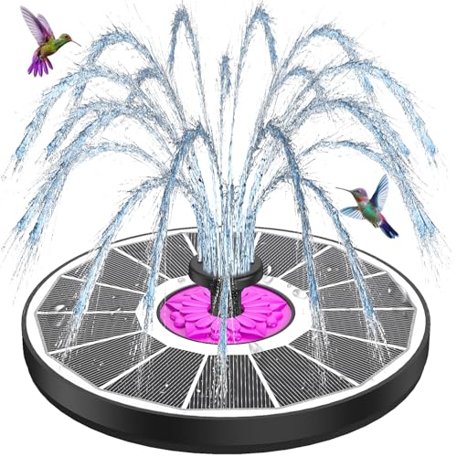 SZMP Solar Springbrunnen 3.5W, 2025 Glas Solar Teichpumpe mit 7 DIY Düsen & 4 Fixe Rohre Solar Wasserpumpe Solar Schwimmender Fontäne Pumpe für Garten, Teich, Vogel-Bad (Weiß) von SZMP