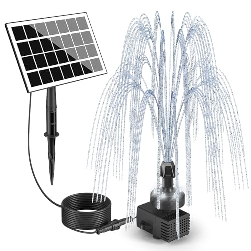 SZMP Solar Springbrunnen für außen 2025 Upgrade,3.5W Solar Teichpumpe LED-Lichtern mit 8 DIY Effekte,16.4ft Kabel,2000mAh Akku,Solar Wasserpumpe Solar schwimmender Fontäne Pumpe für Garten,Vogel-Bad von SZMP