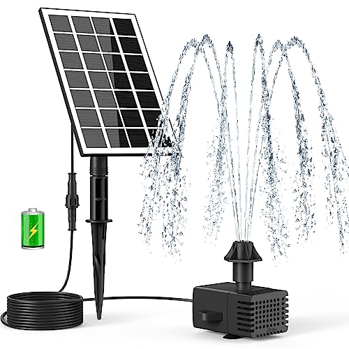 SZMP Solar Springbrunnen für aussen 3.5W DIY Solar Teichpumpe 2024 Upgraded,8 DIY Effekte mit 16.4ft Kabel,2000mAh Batterie,Solar schwimmender Fontäne Pumpe für Gartenteich,Vogel-Bad,Fisch-Behälter von SZMP