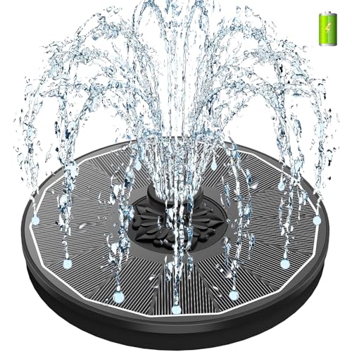 SZMP Solar Springbrunnen mit 3.5 Watt, 2000mAh Akku - Arbeiten an Trüben Tagen - 2025 Upgrade Glas Solar Teichpumpe Wasserpumpe Solar Schwimmender Fontäne Pumpe mit 8 Effekte für Garten, Vogel-Bad von SZMP