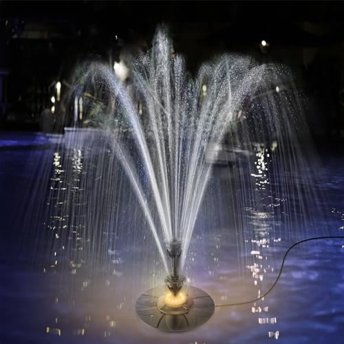 SZMP Springbrunnen für Gartenteiche 2024 Upgraded für draussen,6W LED Licht Teichpumpe 4 DIY Effekte mit 32.8ft Netzkabel,Schwimmender Fontäne Pumpe für Garten,DIY Wasserspiel,Teich,Fisch-Behälter von SZMP