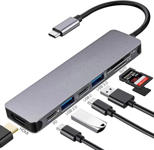 USB C Docking Station 7 in 1-4K HDMI, PD 100W & USB 3.0/2.0 - SD/TF Kartenleser, Kompatibel mit MacBook Pro & Air USB C Laptop und Andere Typ C Geräte USB C Docking Station 7 in 1-4K HDMI, PD 100W & USB 3.0/2.0 - SD/TF Kartenleser, Kompatibel mit MacBook Pro & Air USB C Laptop und Andere Typ C Geräte von SZPACMATE