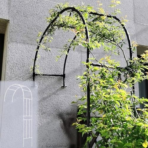 Gartenbögen Halbbogen-Torbogen H2,4/2,7/3 m, Stahlrahmen-Gartentunnel-Unterstützung Kletterpflanze Rosenbögen, einfach zu montieren, Blumenständerhalterung Kletterpergola Dekorative Gartenlaube von SZPLLZY