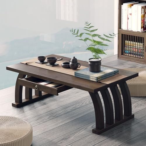 Japanischer Bodentisch aus Bambus, Kleiner Couchtisch und Teetisch, Altartisch zur Meditation, niedriger Tisch zum Sitzen auf dem Boden, Tatami-Tisch für Schlafzimmer, Wohnzimmer (90 cm (35,4 Zoll), von SZPLLZY