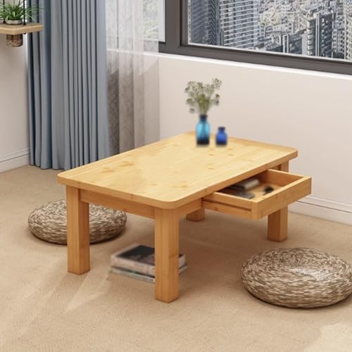 Japanischer Bodentisch mit Schublade, niedriger japanischer Tatami-Tisch, moderner Couchtisch, vielseitiges Bambus-Design, geeignet für Tatami, Büro, Wohnzimmer (70 cm) von SZPLLZY