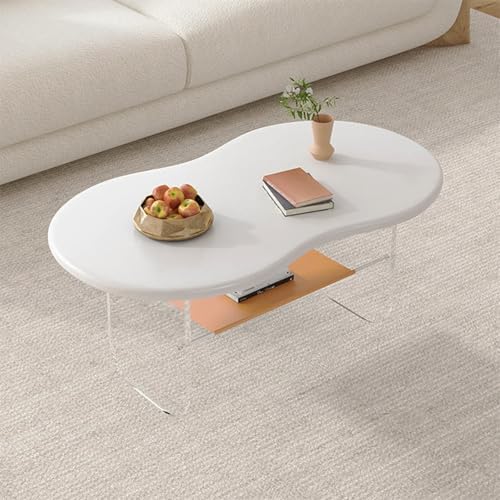 SZPLLZY Couchtisch, 2-stufiger Couchtisch mit Stauraum, Acryl-Mitteltische, Sofa-Schreibtisch, moderner Tee-/Snack-Frühstücks-Serviertisch, Wohnzimmer-Beistelltisch, platzsparend von SZPLLZY