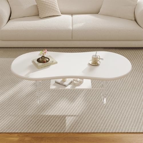 SZPLLZY Couchtisch, 2-stufiger Couchtisch mit Stauraum, Acryl-Mitteltische, Sofa-Schreibtisch, moderner Tee-/Snack-Frühstücks-Serviertisch, Wohnzimmer-Beistelltisch, platzsparend von SZPLLZY
