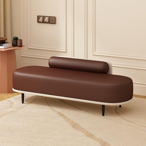 SZPLLZY Fußbank, Schuhregal-Organizer – Ottomane mit Kunstlederbezug und Metallbeinen für Schlafzimmer, Eingangsbereich, Flur, Wohnzimmer – 140 kg Tragkraft (Kaffee + Cremeweiß, 60 cm) von SZPLLZY
