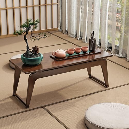 SZPLLZY Niedriger japanischer Bodentisch aus Bambus, Kaffeetisch im Landhausstil für Tatami-Teestube, Esszimmer, Wohnzimmer (Holzfarbe, 70 x 37 x 34 cm) von SZPLLZY