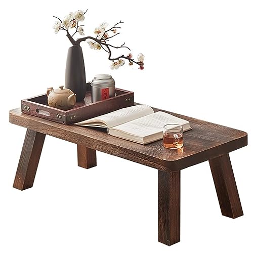 SZPLLZY Tatami-Tisch, japanischer Bodentisch, antiker Tisch, Meditations- und Teetisch, Couchtisch aus Holz, multifunktionaler tragbarer niedriger Tisch (Farbe: Braun, Größe: 60 x 35 x 20 cm) von SZPLLZY