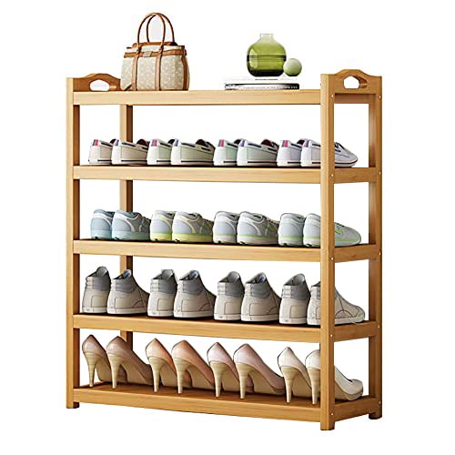 Schuhregal aus Bambus mit 5 Schichten, tragbar, staubdicht, rutschfest, robust und nachhaltig, Schuhregal für die Aufbewahrung im Haushalt, 80 cm (31 Zoll) von SZPLLZY