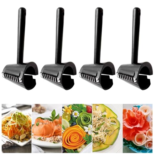 4 Stück Deko Spiralschneider Gemüse Slicer Spirale Kann Radieschenblüten Machen Zwei Arten von Blumenformen für Obstsalate, Servieren Westlicher Gerichte（Schwarz） von SZQIUNUBI