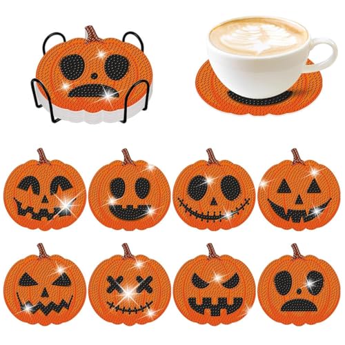 SZQIUNUBI Mosaik-Untersetzer Halloween, 8 Stück, Rund, Orange, Acryl, Coaster, DRINK_COASTER, 10cm/4in, 200g/Satz, Handwäsche, Halloween Party Dekoration, Geschenk für Kinder & Familie SZQIUNUBI Mosaik-Untersetzer Halloween, 8 Stück, Rund, Orange, Acryl, Coaster, DRINK_COASTER, 10cm/4in, 200g/Satz, Handwäsche, Halloween Party Dekoration, Geschenk für Kinder & Familie von SZQIUNUBI