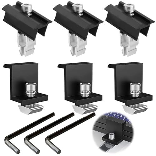 9 Stück Solarmodul Halterung Set,Mittelklemme 30mm,Mittelklemme Solarmodul,Solar Klemmen,PV Modul Endklemmen, mit 3 Sechskantschlüssel für Solarschablonen-Installation (Schwarz) von SZQIUNUBI
