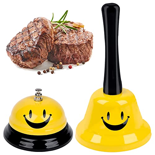 Smiley Tischglocke 2 Stück Tischklingel Glocken Service Bell Metall Tischklingel Tischglocke Laut Handglocke Glocken Tischklingel Katze Für KüChe Restaurant Hotel Haustier（Lächeln Muster） von SZQIUNUBI