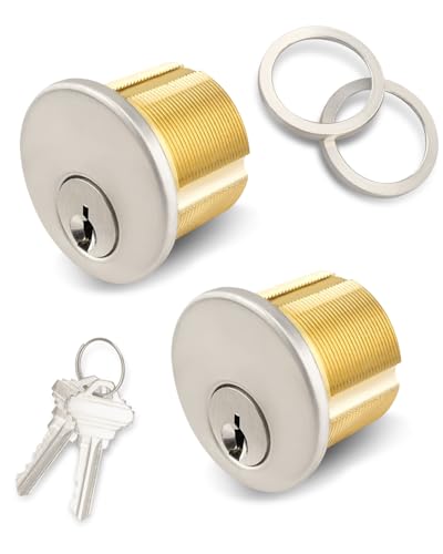 Einsteckzylinder aus Messing mit Schlüsseln, passend für SC Keyway Standard kommerzielle Türschlosszylinder, Schaufenstertüren, Einsteckschloss, 2 Stück von SZRKRLA