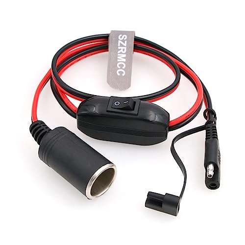 SZRMCC 12 V Zigarettenanzünder-Buchse auf SAE-Kabel mit Schalter, 16 AWG, SAE, 2-polig, Schnelltrenn-Stecker, Batterielade-Verlängerungskabel für Motorrad, Solar (EIN-/Ausschalter) von SZRMCC