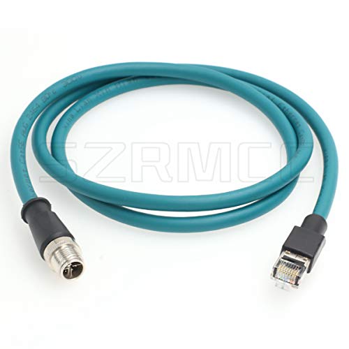 SZRMCC M12 8 Pin X-Coded Stecker auf RJ45 Ethernet Kabel Cat7e Gigabit Geschirmtes Wasserdicht Kabel für Basler GigE Cognex In-Sight Vision Industrial Kamera Sensors (Blau,1m) von SZRMCC