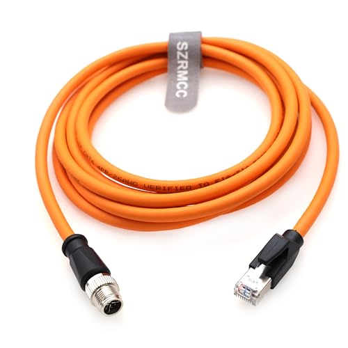 SZRMCC M12 8-poliger X-codierter Stecker auf RJ45 Cat6 Ethernet-Kabel, Gigabit-geschirmtes Netzwerk-GigE-Kabel für Basler Cognex in-Sight DataMan Matrix Vision Industriekamerasensor von SZRMCC
