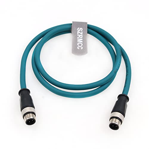 SZRMCC M12 Ethernet Kabel D-Code 4 Pin auf 4 Pin Stecker Cat5e High Flex Wasserdichtes Abgeschirmtes Netzwerkkabel für Basler Cognex Industrie kamera Sensor Automation (1M) von SZRMCC