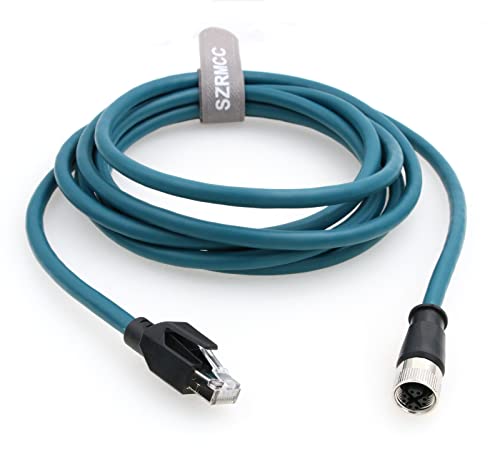 SZRMCC M12 X-Code 8Pin Buchse auf RJ45 Ethernet Kabel Cat6A Hochflexibel Wasserdichtes Netzwerkkabel für Industriekamera Automatisierungssensor (3m) von SZRMCC