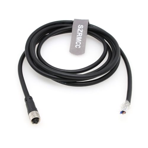 SZRMCC M8 A Code 4-polige Buchse auf offenes Ende, I/O-Sensorkabel, abgeschirmt, wasserdicht, 24 AWG, Betätigungsdraht für industrielle Elektrotechnik (3 m) von SZRMCC